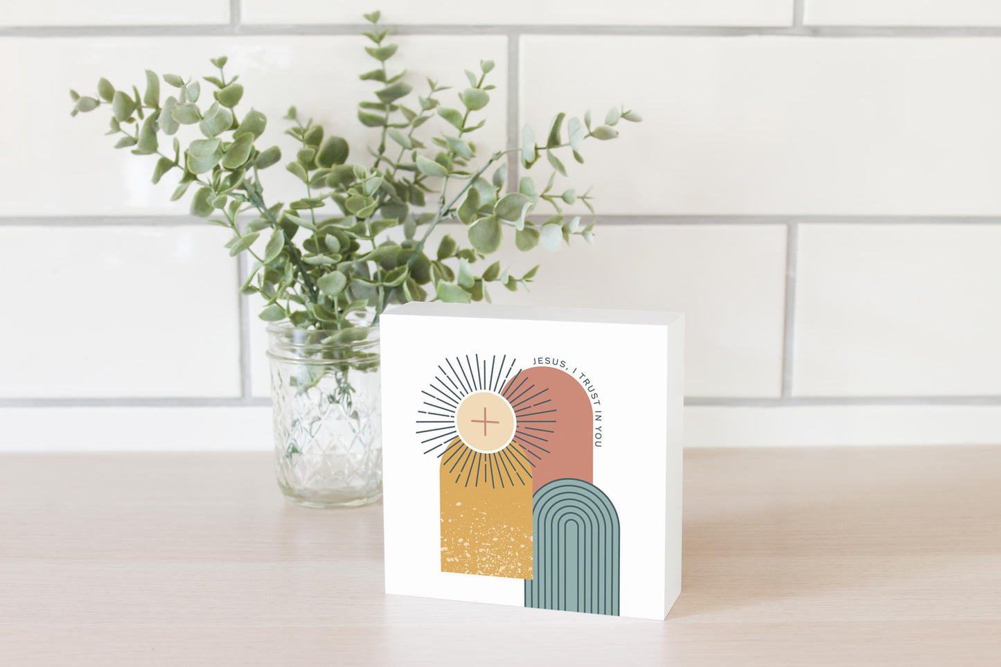 Jesus, I Trust in You Monstrance Square Wood Block-5"x5"
