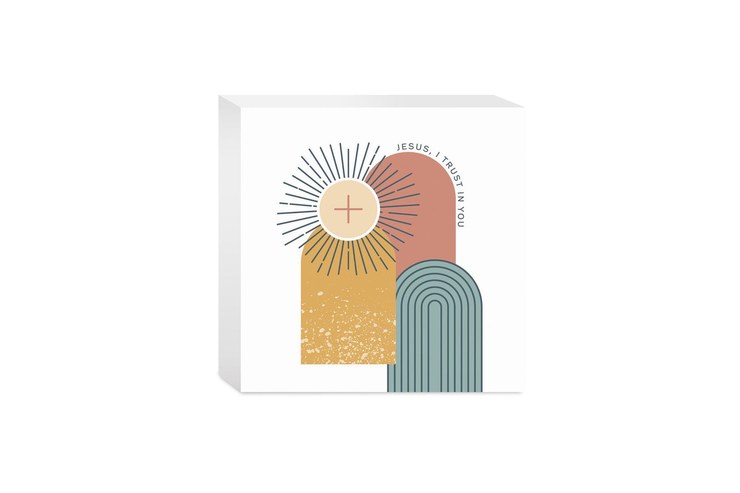Jesus, I Trust in You Monstrance Square Wood Block-5"x5"
