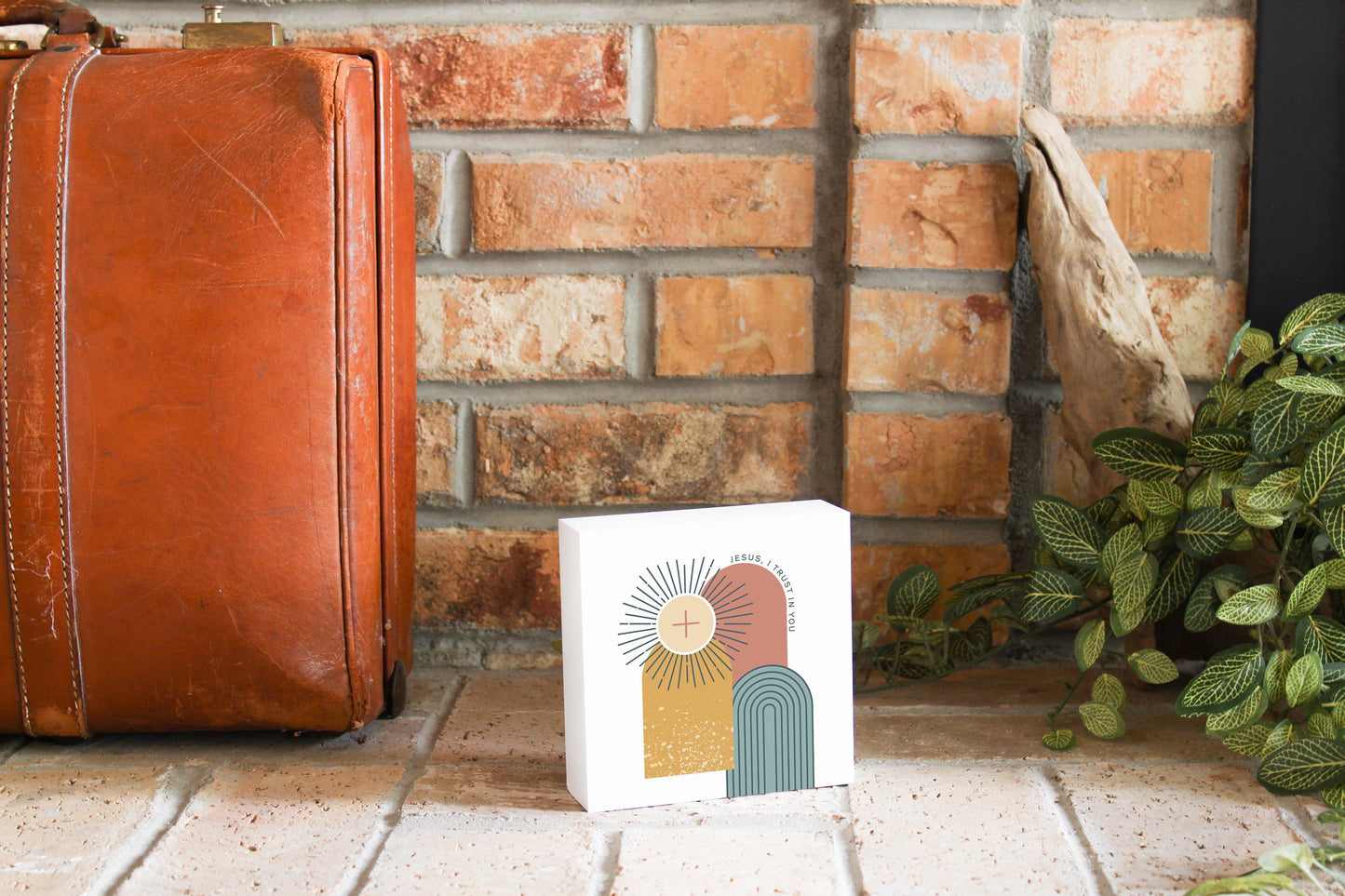 Jesus, I Trust in You Monstrance Square Wood Block-5"x5"