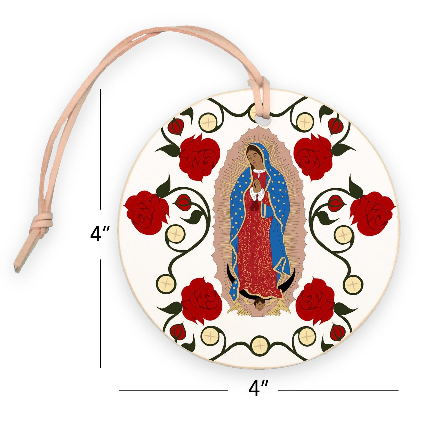 Our Lady of Guadalupe and the Eucharist 4" Round Ornament-7