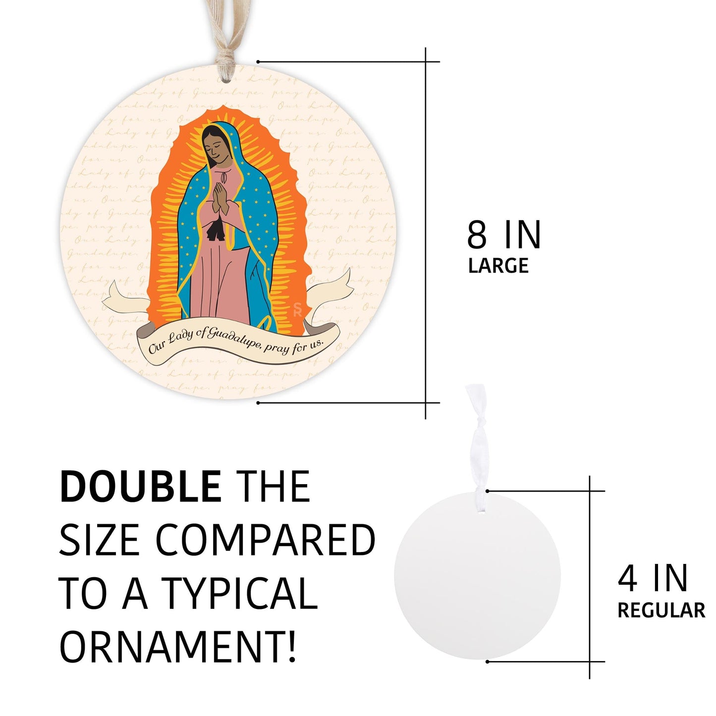 Our Lady of Guadalupe Round 8 inch Hanging Wood Plaque